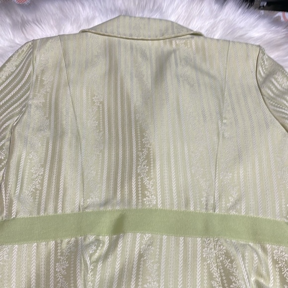 Zinc-Light Green Spring Jacket 3/4 Sleeves Fabric Buttons Ribbon Belt-L-#0087 - Picture 8 of 13